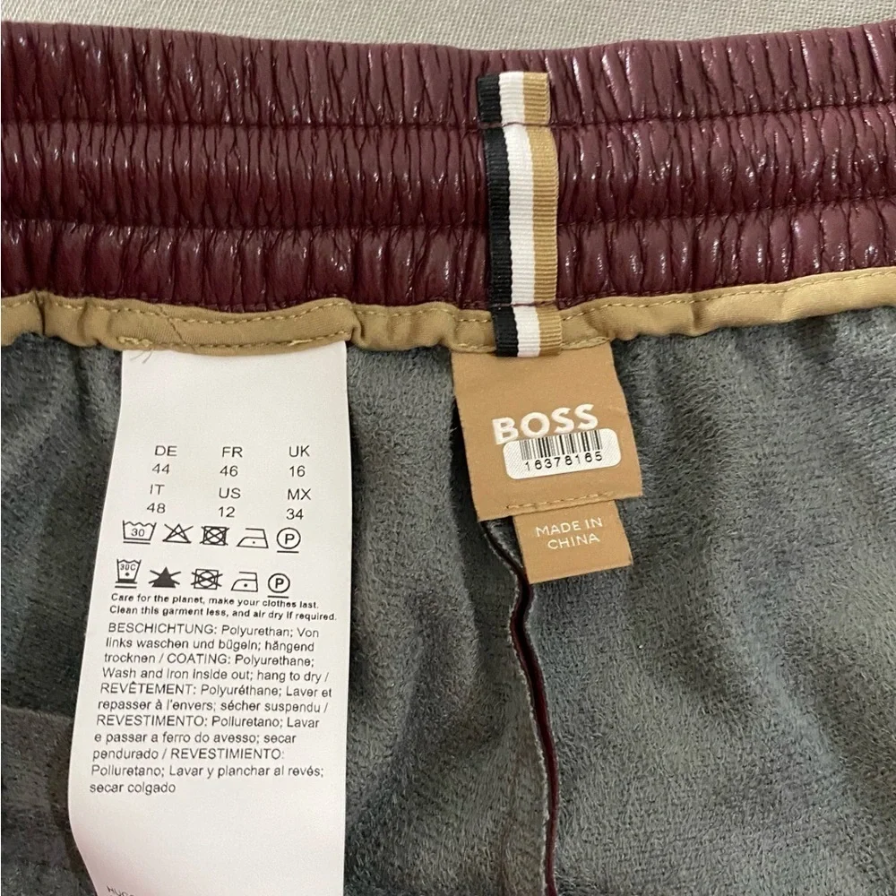 Boss Tareta Faux Leather Pant in Burgundy Wine Size 12 - Picture 7 of 8